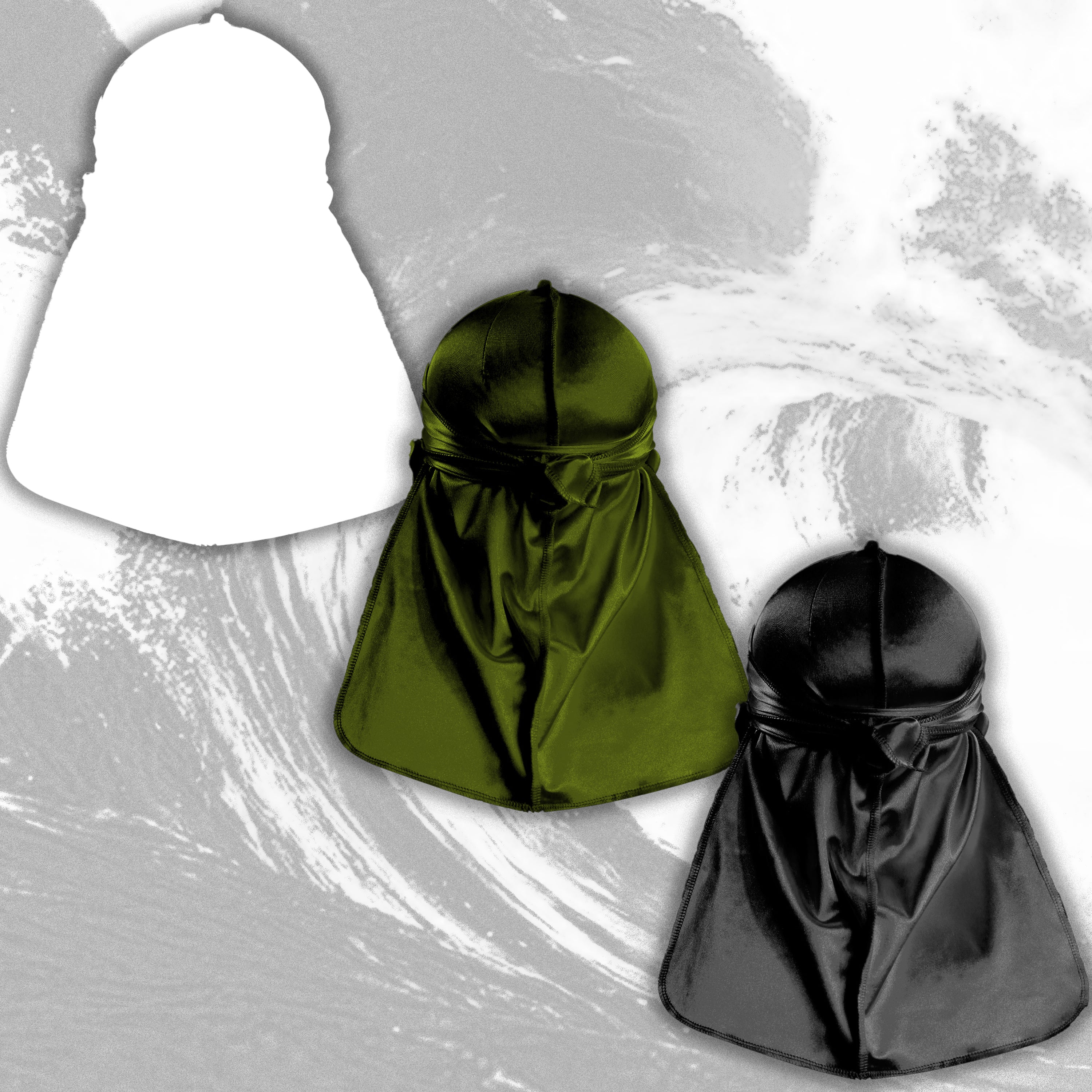 JagRags Stretchy Olive Green and Silk Durag Bundle for Men