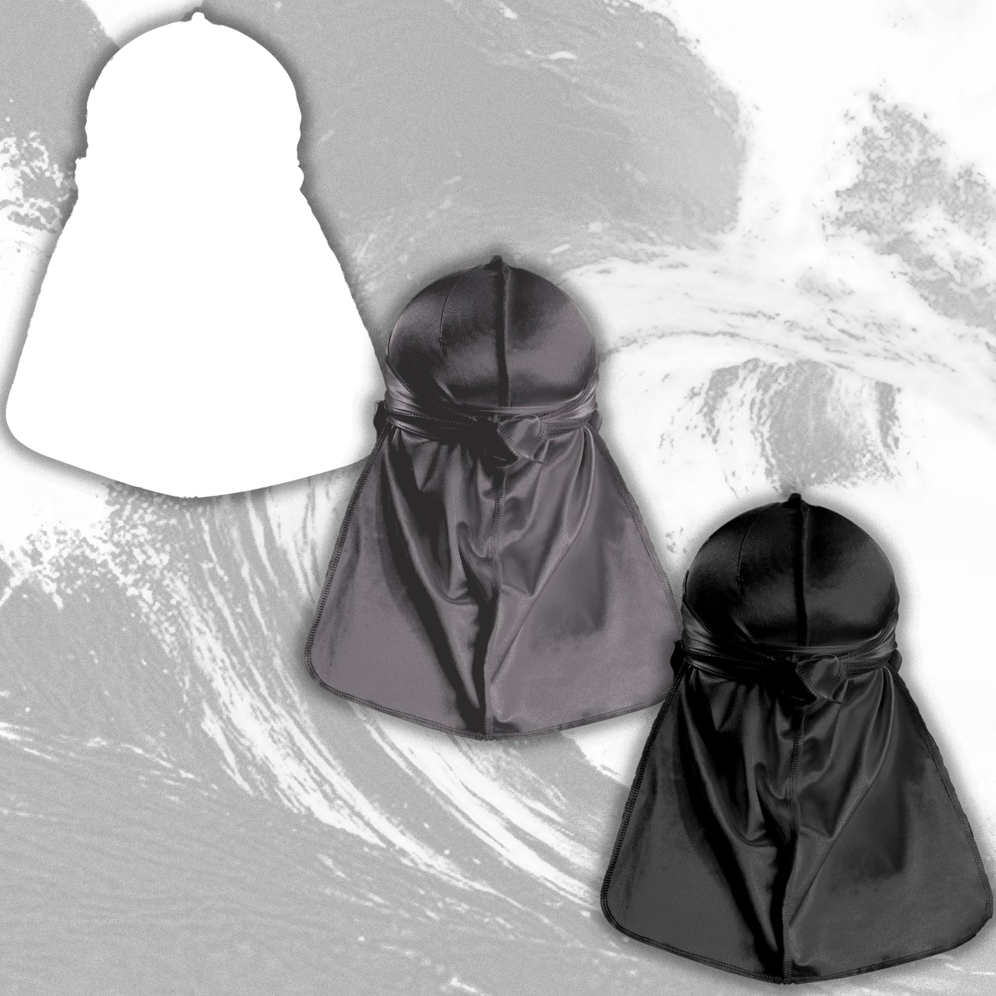 Premium Silk Durag Bundle Silver Grey