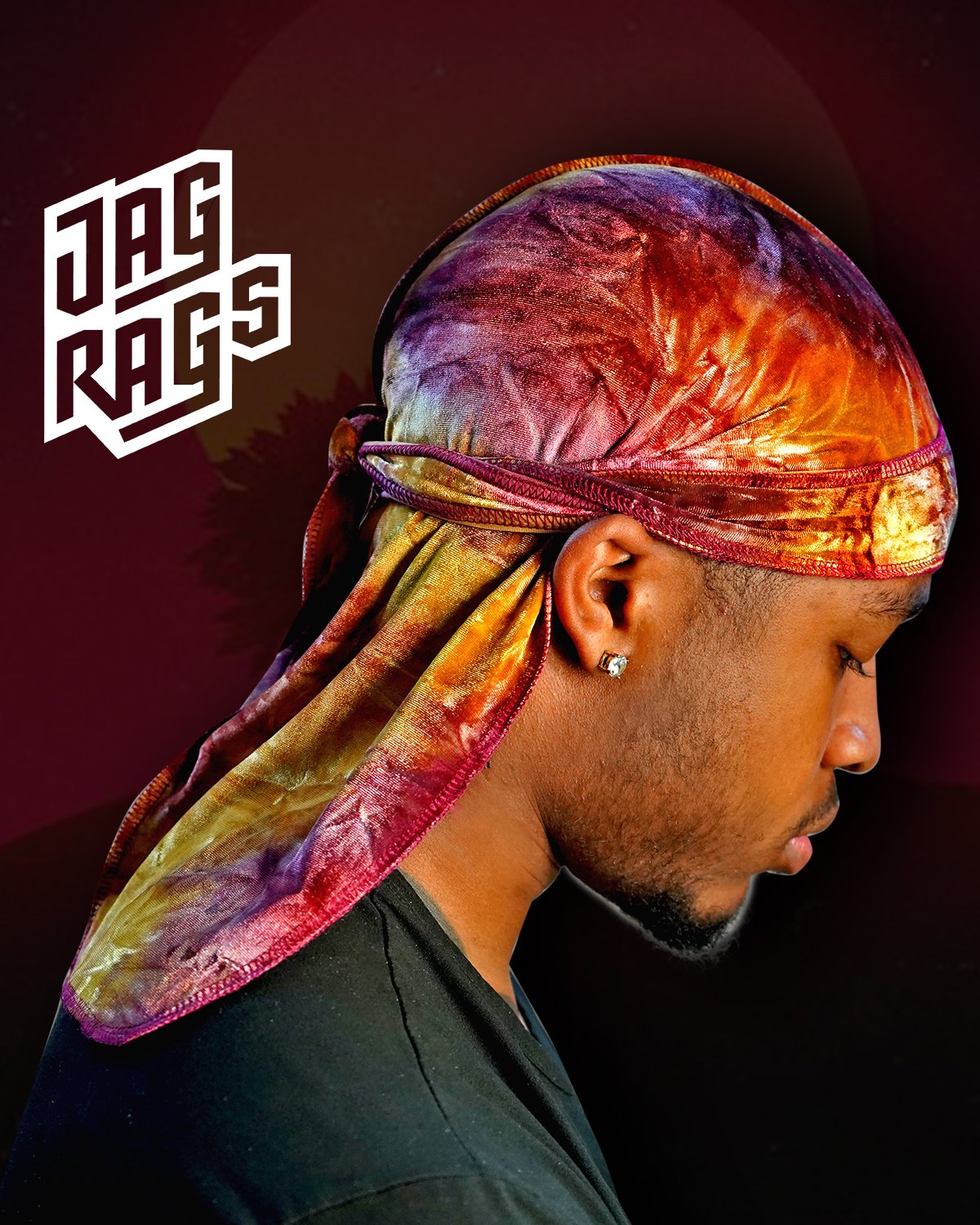 Tye-Dye "OrangeBerry" Velvet JagRag - shopjagrags