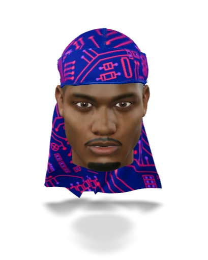 “Digital Blue and Red” Satin Silky Durag