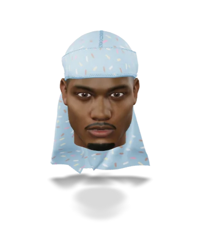 “Ice Cream Sprinkle Blue” Satin Silky Durag