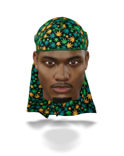 “Cannabis Orange Green” Satin Silky Durag